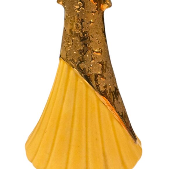 Vintage Weeping Gold Vase Yellow Ceramic 8 Inch Savoy MCM Decor - Picture 11 of 16